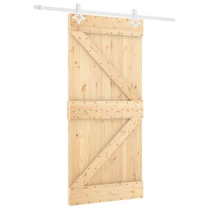 vidaXL Porta Deslizante 90 x 210 cm Madeira de Pinho Maci&ccedil;a