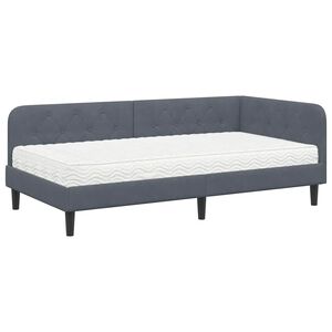 vidaXL Estrutura de Cama de Canto Cinza Escuro 90 x 200 cm Veludo