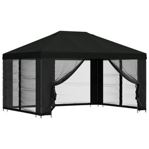 vidaXL Gazebo com paredes laterais 4 &times; 3 m Preto Poli&eacute;ster e A&ccedil;o
