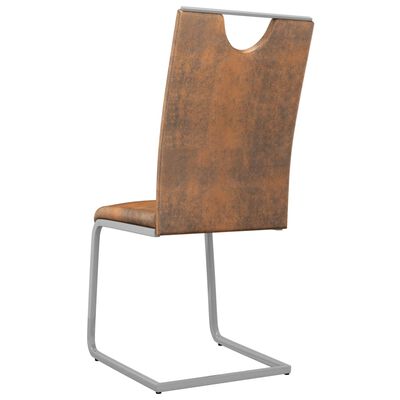 vidaXL Cadeiras de jantar 4 pcs couro artificial castanho camurça
