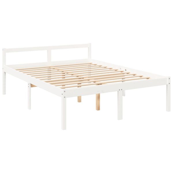vidaXL Cama para idosos 160x200 cm pinho maci&ccedil;o branco