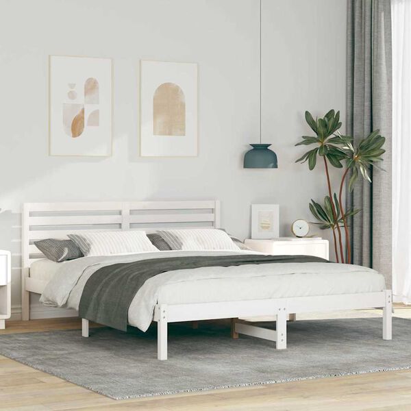 vidaXL Estrutura da Cama com cabeceira Branco 160 x 200 cm