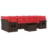vidaXL Conjunto de sof&aacute; de jardim com 8 pe&ccedil;as e almofadas em rattan sint&eacute;tico marrom