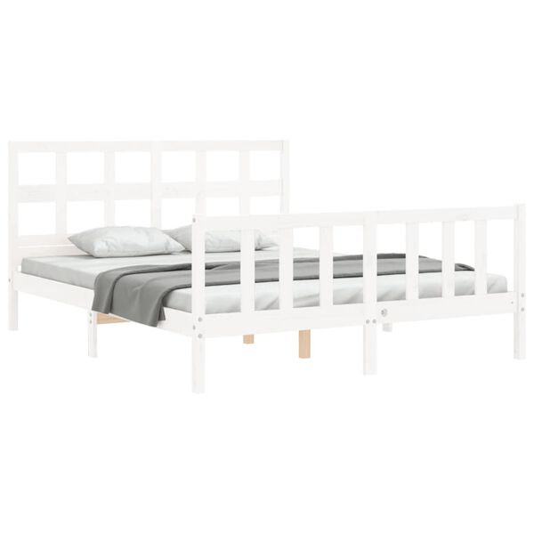 vidaXL Cama sem colch&atilde;o 160x200 cm madeira de pinho maci&ccedil;a branco