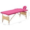 vidaXL Mesa de massagens dobrável 2 zonas madeira rosa