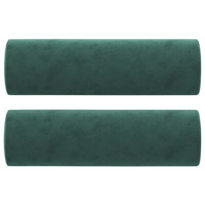 vidaXL Sofá 2 lug. c/ almofadas decorativas 120 cm veludo verde-escuro