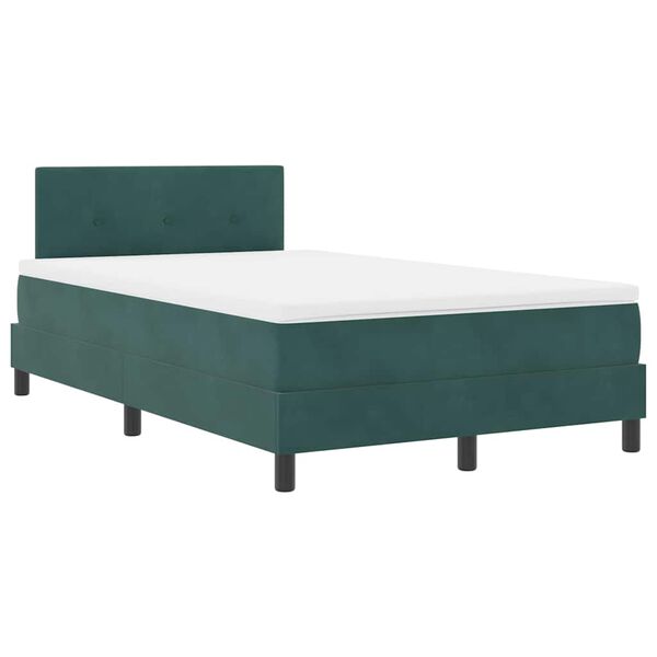 vidaXL Cama Box Spring LED com led Verde Escuro 120 x 190 cm Veludo