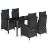 vidaXL 5 pcs conjunto de jantar p/ jardim c/ almofad&otilde;es vime PE preto