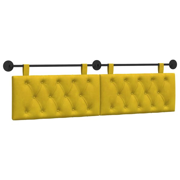 vidaXL Cabeceira Suspensa Amarelo 170 x 55 x 7 cm Veludo