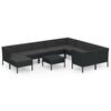 vidaXL 11 pcs conjunto lounge de jardim c/ almofad&otilde;es vime PE preto