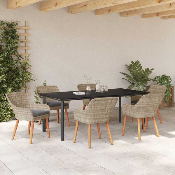 vidaXL Conjunto de sala de jantar Cinzento-claro Rattan Sintético