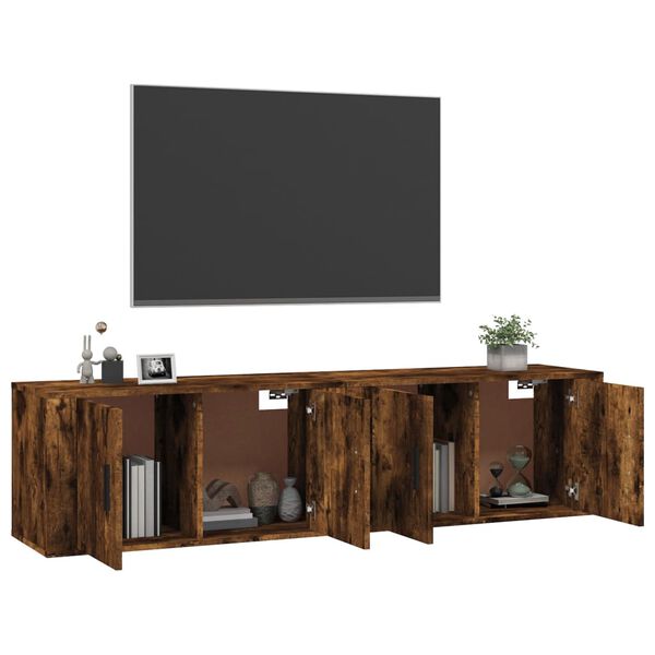 vidaXL M&oacute;veis de TV de parede 2 pcs 80x34,5x40 cm carvalho fumado