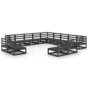 vidaXL 13 pcs conjunto lounge de jardim pinho maci&ccedil;o preto