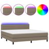 vidaXL Cama box spring colch&atilde;o/LED 180x200cm tecido cinza-acastanhado