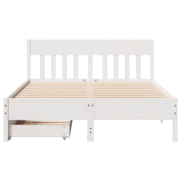 vidaXL Cama sem colch&atilde;o 150x200 cm madeira de pinho maci&ccedil;a branco