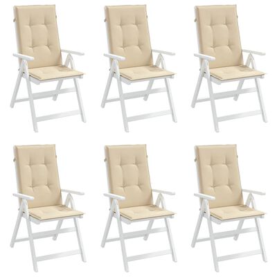 vidaXL Almofadões para cadeiras altas de jardim 6 pcs tecido bege