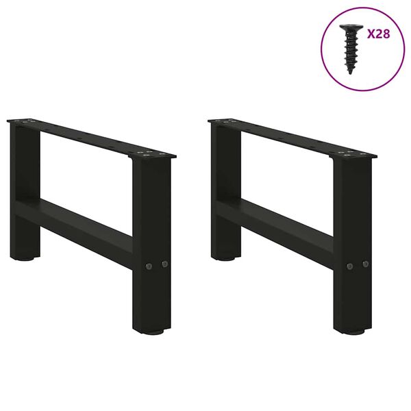 vidaXL P&eacute;s para mesa de centro pretos 2 pe&ccedil;as 70x(30-31) cm a&ccedil;o