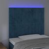 vidaXL Cabeceira cama c/ luzes LED veludo 80x5x118/128cm azul-escuro