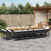 vidaXL 17 pcs conjunto de jantar p/ jardim c/ almofad&otilde;es vime PE preto