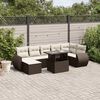 vidaXL 8 pcs conjunto sofás de jardim c/ almofadões vime PE castanho
