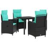 vidaXL Conjunto de Jantar para Jardim 5 unid. Preto e Turquesa