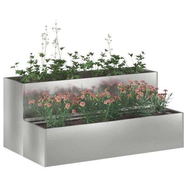 vidaXL Vaso de Jardim Prateado 100 x 60 x 45 cm Aço Galvanizado