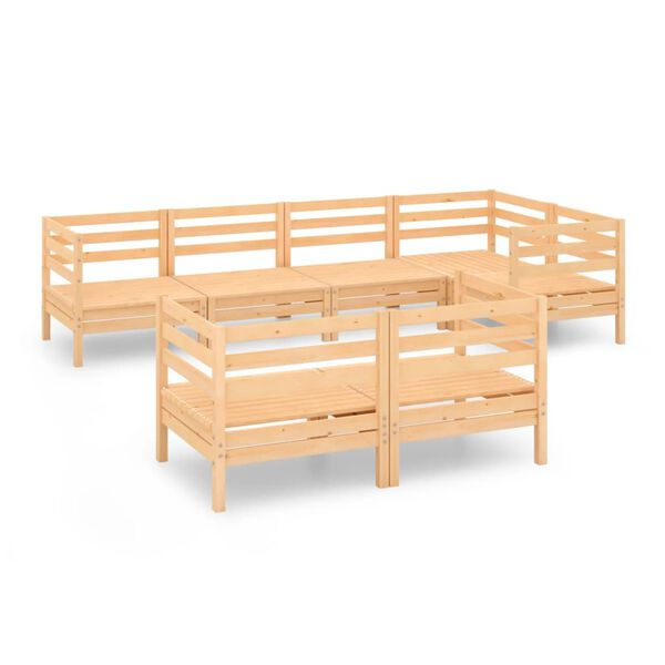 vidaXL 7 pcs conjunto lounge de jardim pinho maci&ccedil;o