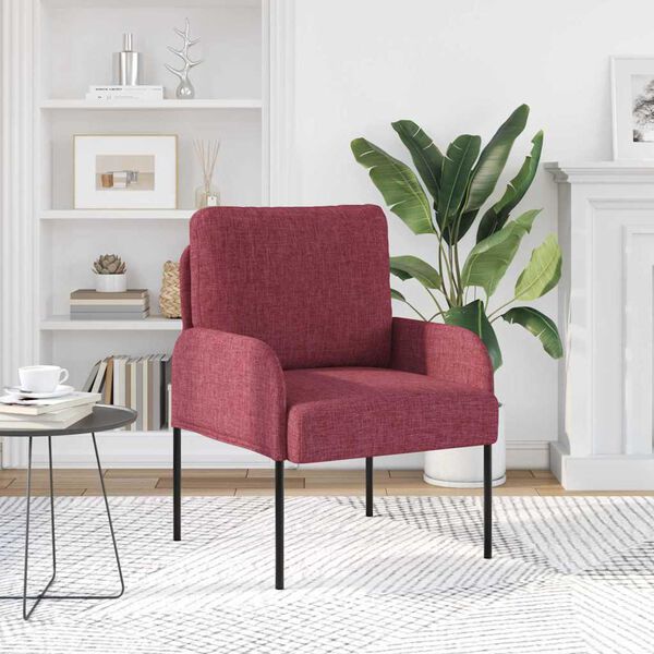 vidaXL Sof&aacute;s com almofada 55cm Vinho Vermelho Contraplacado