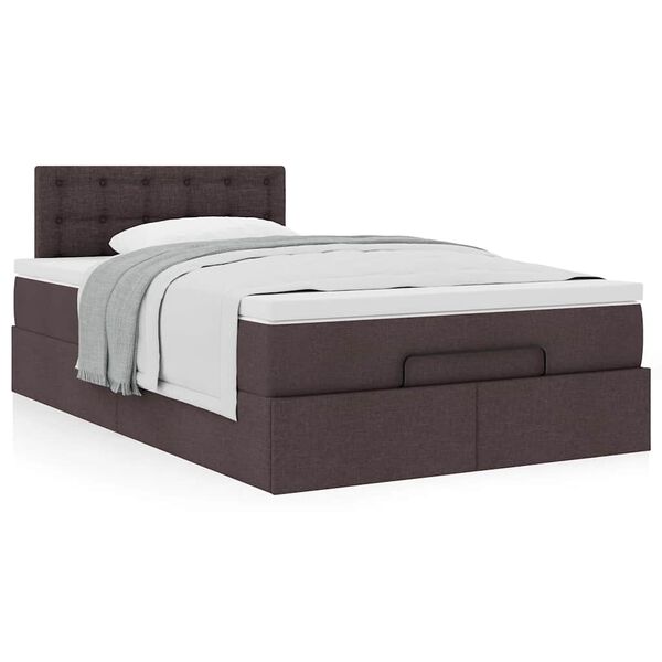 vidaXL Estrutura de cama otomana com colch&atilde;o 120x190cm castanho escuro