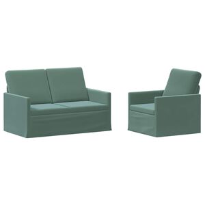 vidaXL Conjunto de Sof&aacute;s 2 pcs Verde do Mar Veludo (V)