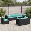 vidaXL 8 pcs conjunto lounge de jardim c/ almofad&otilde;es vime PE preto