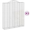 vidaXL Cestos gabi&atilde;o arqueados 3pcs 200x50x220/240cm ferro galvanizado