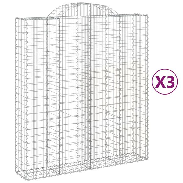 vidaXL Cestos gabi&atilde;o arqueados 3pcs 200x50x220/240cm ferro galvanizado