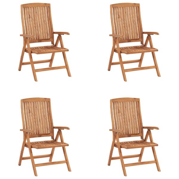 vidaXL Cadeiras de jardim reclin&aacute;veis c/ almofad&otilde;es 4 pcs teca maci&ccedil;a