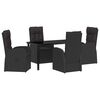 vidaXL Conjunto de Jantar para Jardim com almofada 5 pcs Preto vime PE