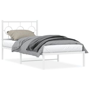 vidaXL Estrutura de cama com cabeceira 90x200 cm metal branco