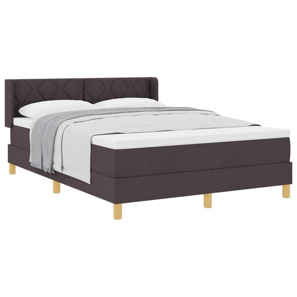 vidaXL Cama Box com colch&atilde;o Marrom Escuro 200 x 160 cm Poli&eacute;ster