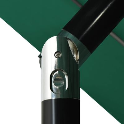 vidaXL Guarda-sol de 3 camadas com poste de alumínio 3,5 m verde
