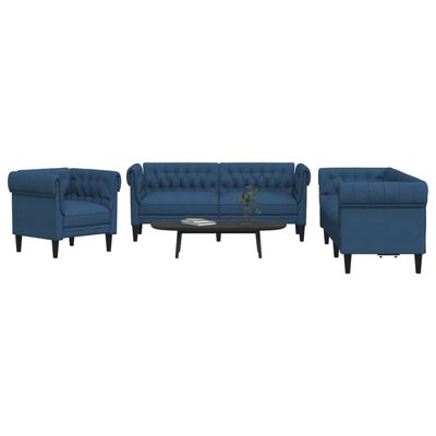 vidaXL 3 pcs conjunto de sofás tecido azul
