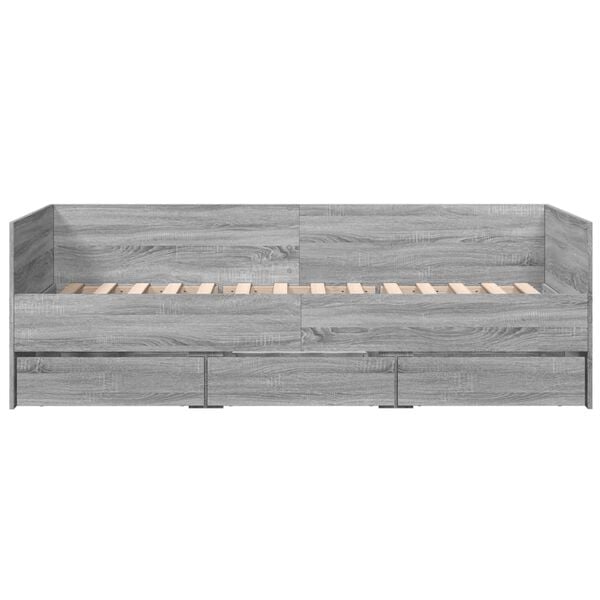 vidaXL Sof&aacute;-cama com gavetas sem colch&atilde;o 100x200 cm cinzento sonoma