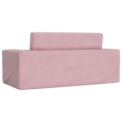 vidaXL Sofá-cama infantil de 2 lugares pelúcia macia rosa