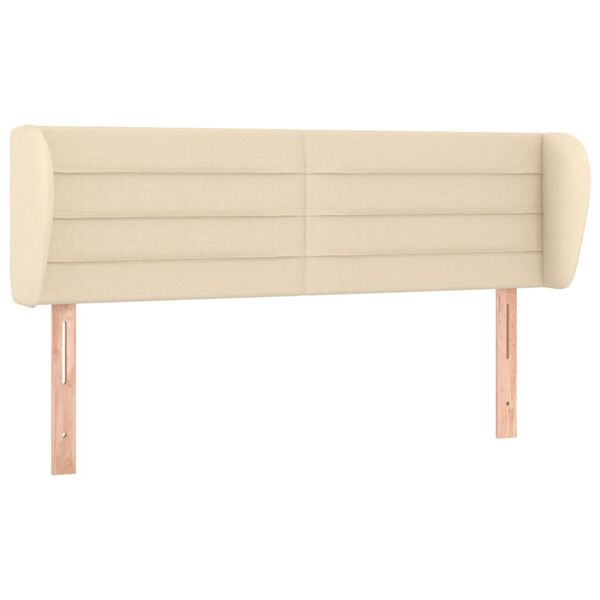 vidaXL Cabeceira de cama c/ abas tecido 147x23x78/88 cm creme