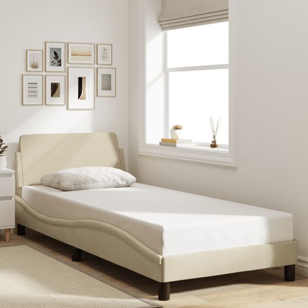 vidaXL Estrutura de cama com cabeceira Dover tecido 80x200 cm creme