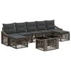 vidaXL Conjunto de Sof&aacute; de Jardim 8 unid. Cinza e Cinza Escuro vime PE