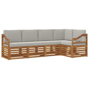 vidaXL Conjunto de Sof&aacute;s para Exterior 5 unid. Cinza Natural e Claro