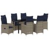 vidaXL Conjunto de Jantar para Jardim com almofada 7 pcs Preto vime PE