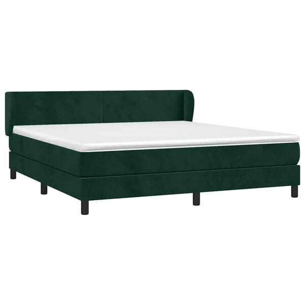 vidaXL Cama com molas/colch&atilde;o 160x200 cm veludo verde-escuro