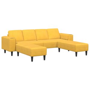 vidaXL Sof&aacute; Amarelo Claro 250 x 188 x 76 cm Tecido de Veludo Cotele