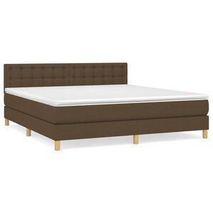vidaXL Cama com molas/colch&atilde;o 180x200 cm tecido castanho-escuro
