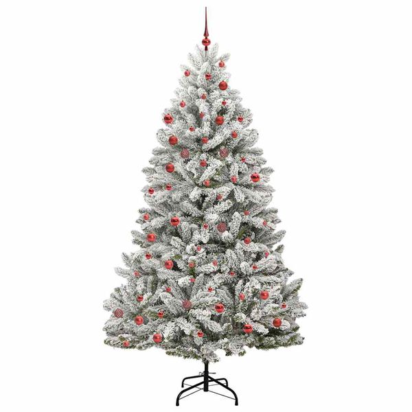 vidaXL &Aacute;rvore de Natal Artificial Verde e Branco 210 cm PVC e Metal
